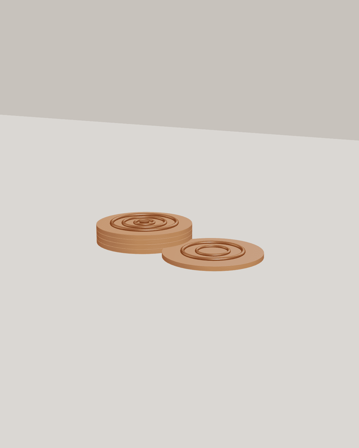 Sunset Ring Coasters, studio view 1
