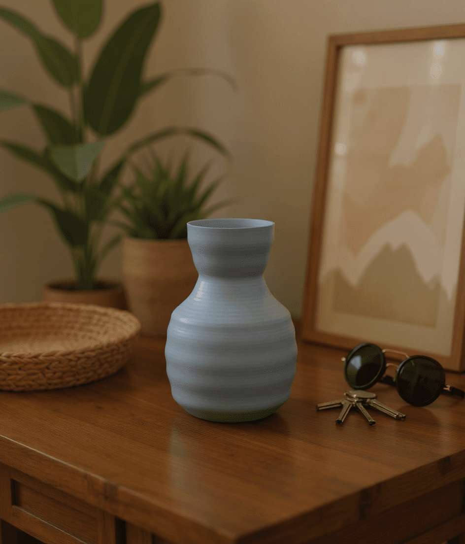 Bluebonnet Vase styled on an entry console