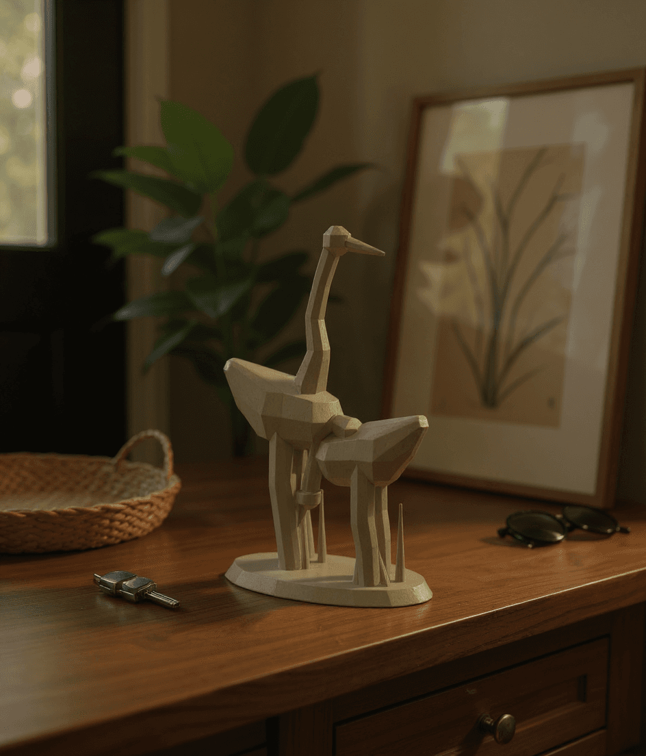 Crane Pair styled in a real home, entry console
