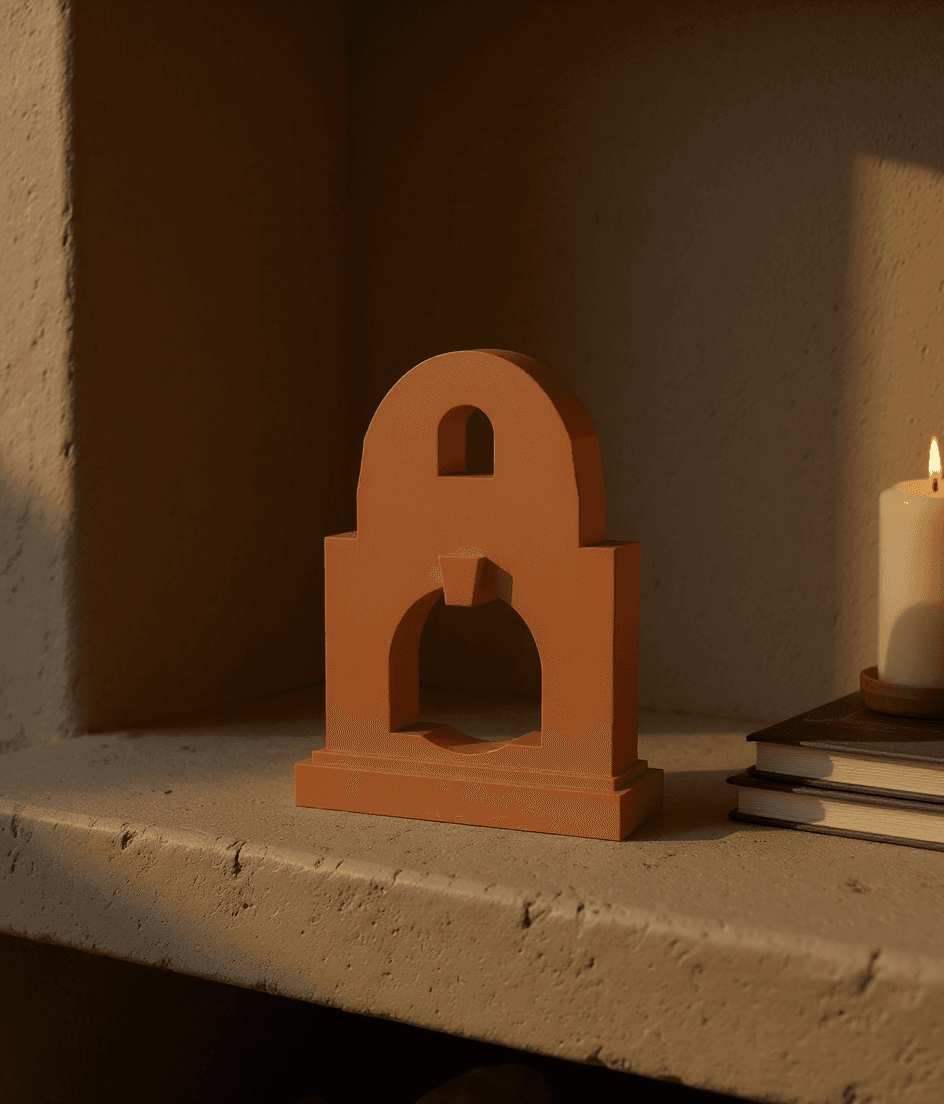 Mission Arch styled in a real home, entry console