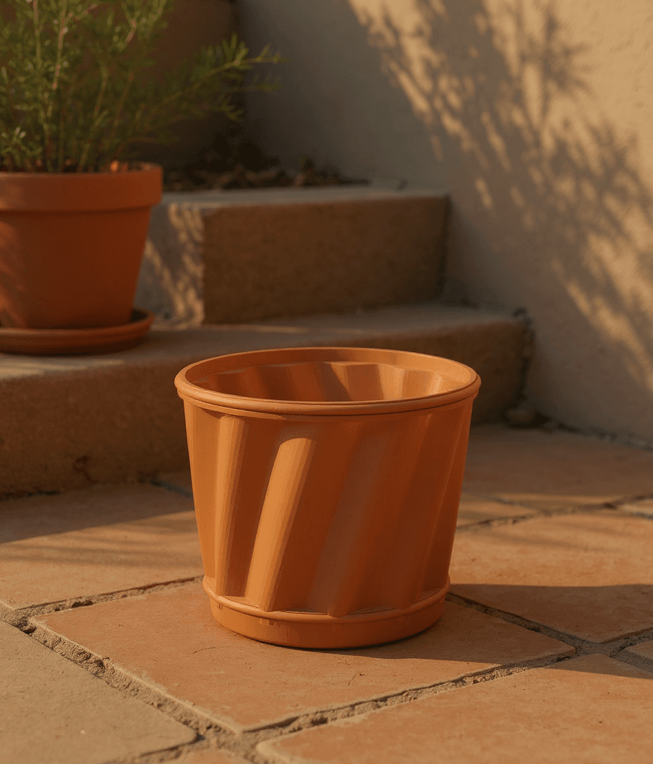 Terracotta Planter styled in a real home, texas patio corner
