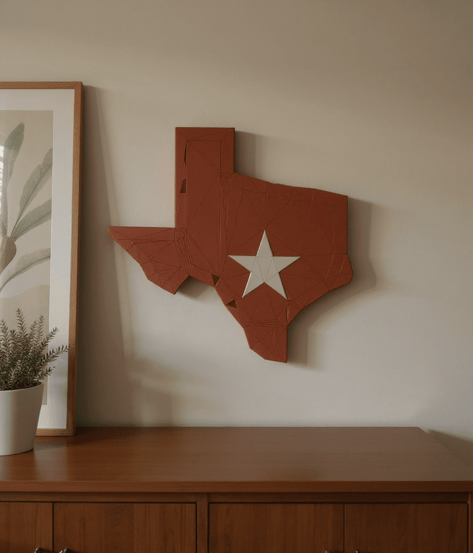 Deep Roots Texas Silhouette styled in a real home, gallery wall