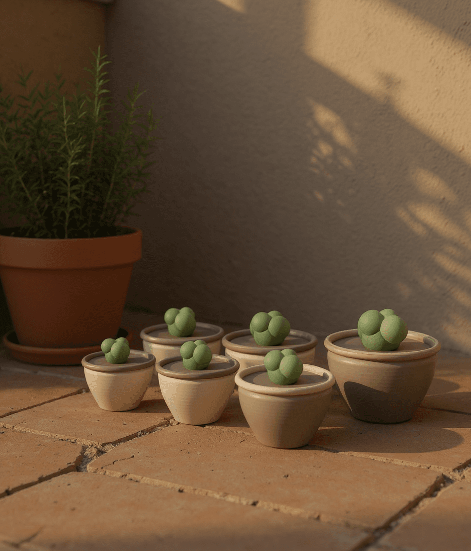 Wabi-Sabi Planter 6-Pack styled in a real home, texas patio corner