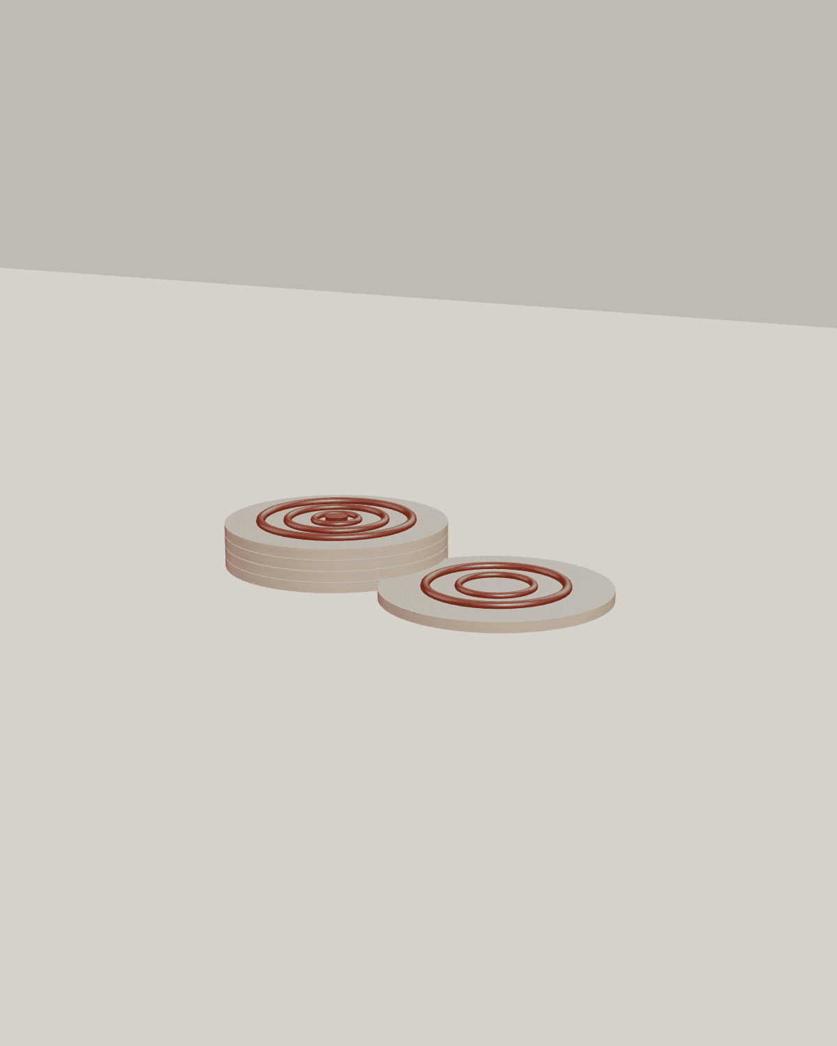 Cattle Brand Coasters, studio view 1