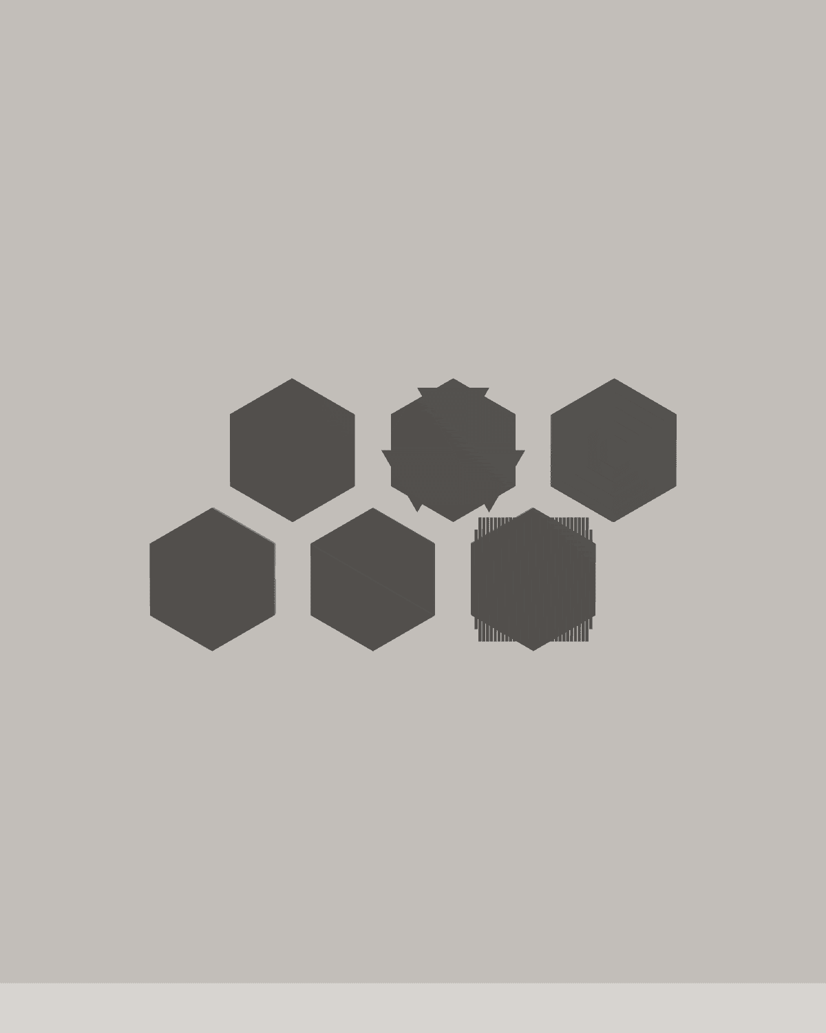 Hex Wall Tile Set (6-pack) – front view